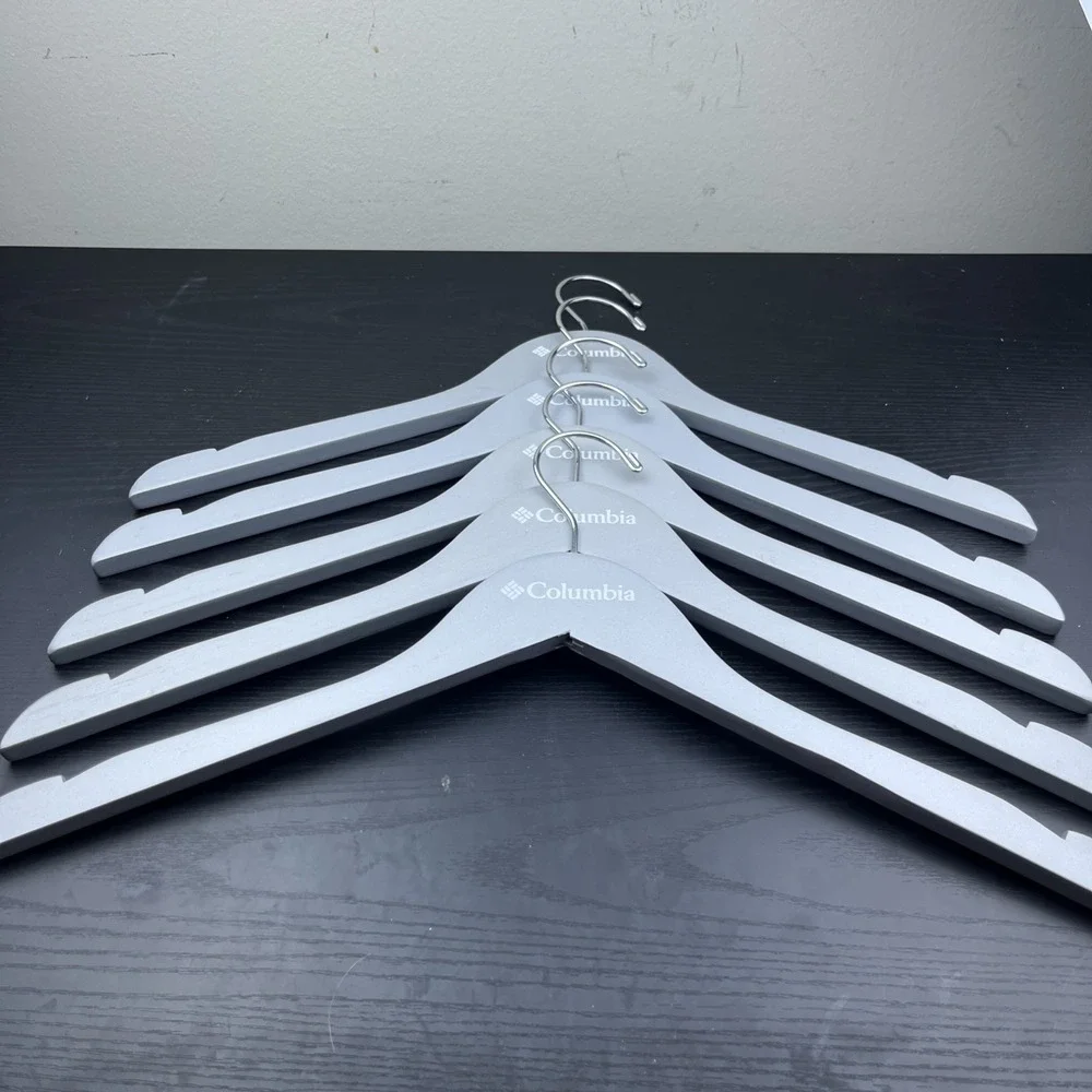 Columbia Sportswear Company Wooden Clothes Hangers‎ Gray Set of 5